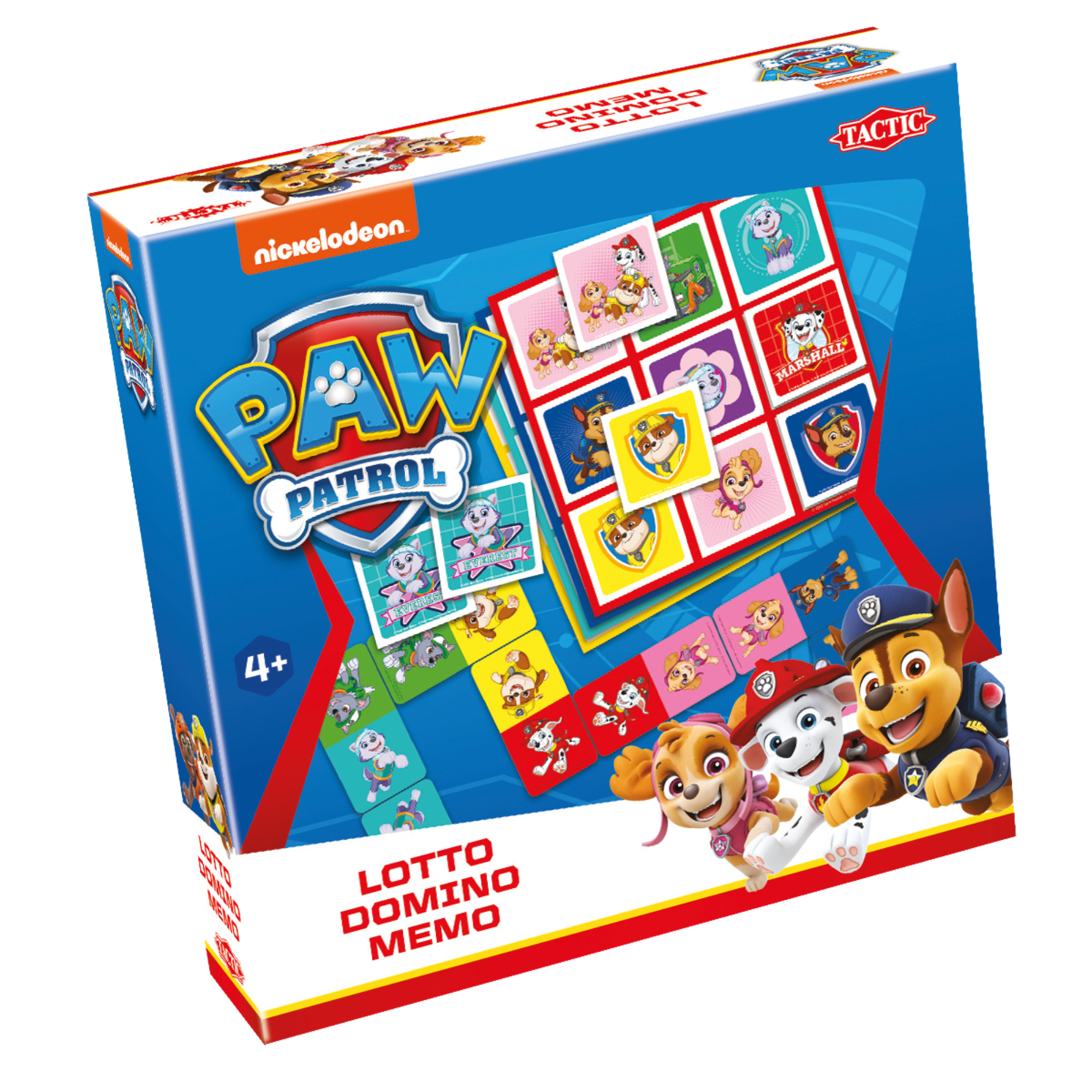 Paw Patrol 3-in-1 Tactic spilleske med lotto, domino og memo spill og Paw Patrol karakterer